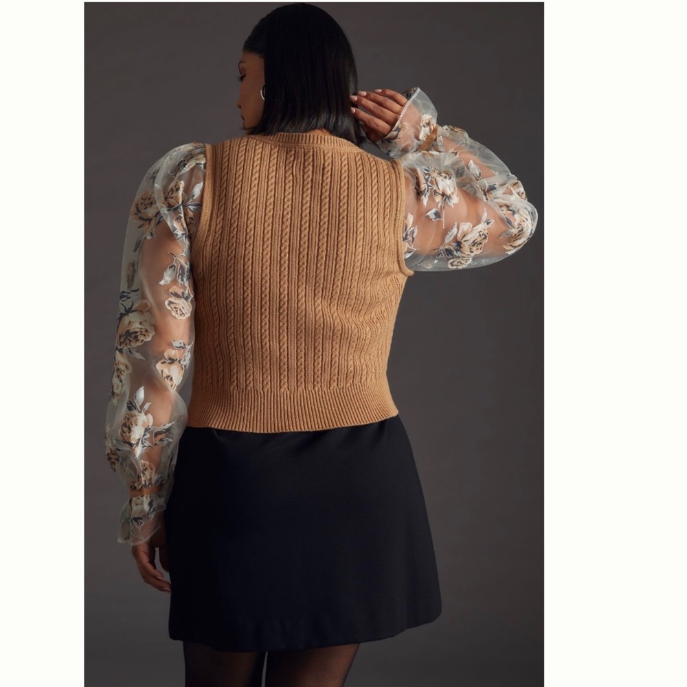 NWT Anthropologie Maeve Contrast-Sleeve Sweater S - Picture 10 of 17